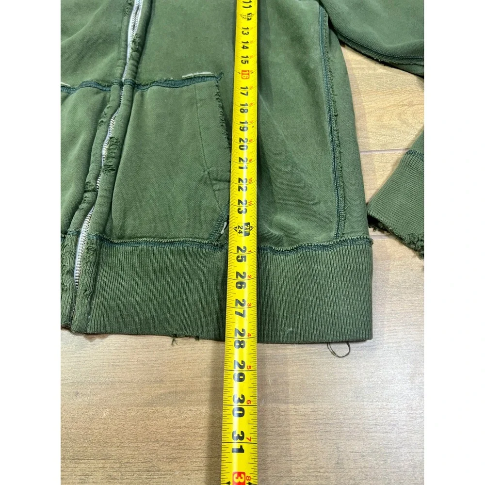 Abercrombie & Fitch Mens VTG Zip Hoodie Green Distressed AF‎ 92 Applique Medium